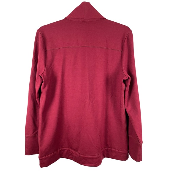 TALBOTS SHAWL COLLAR FLEECE CARDIGAN | DEEP RED | SIZE MEDIUM - Picture 3 of 7